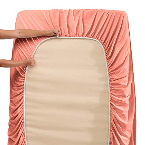 Image of Hearth & Harbor Extra Deep Pocket Twin XL Sheets - 3 Piece Hotel Luxury Twin XL Sheet Set Fits Up to 24 inch Mattress - Soft Luxury Twin XL Bed Sheet Set - Soft & Breathable, Twin XL, Misty Rose