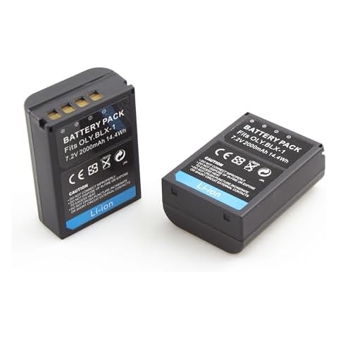 IBATTS 2 Pack 2000mAh BLX-1 Battery for Olympus OM System OM-1,Replacement Camera Battery for OM-1 Mark II,Rechargeable Battery Compatible with BCX-1 SBCX-1 Battery Charger Cover