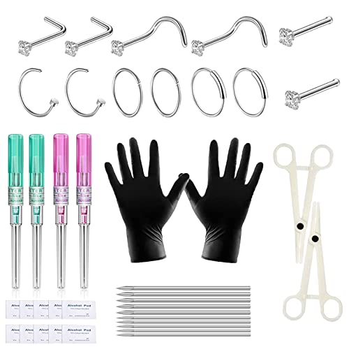 36Pcs Body Piercing Kits - Tonbao Self Body Piercing Kit Stainless Steel Body Piercing Needles Belly Button Ringstongue Nail Earring Lip Eyebrow Nose Rings Body Piercing Tools(18G 20G)… #TOP2
