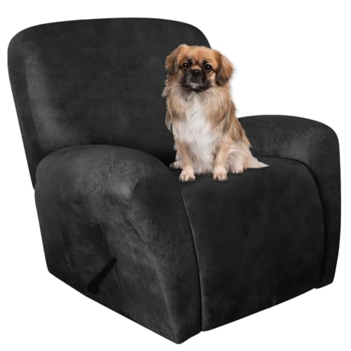 Image of ANARACHON Leather Look Oversize Recliner Chair Covers, Thick 4 Pieces Recliner Covers for Recliner Chair, Leather Cover for Recliner Slipcovers for Pets Kids(X-Large, Dark Grey)