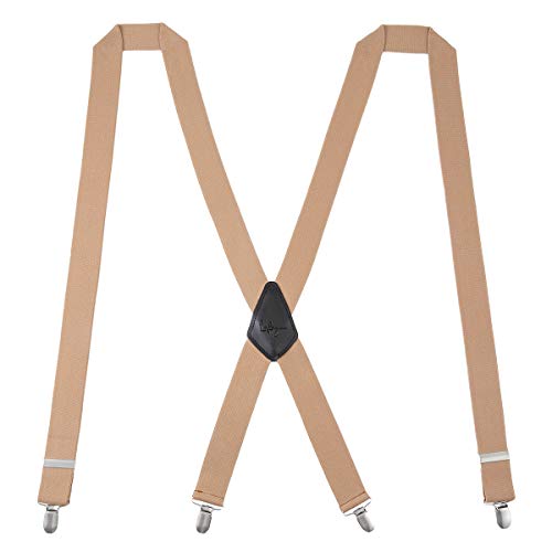 Lafayon Tirantes para hombre Plus Tirantes con espalda en X para hombres Color de 35 mm con 4 clips fuertes Paquete de regalo de tirantes resistentes