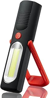 LED+COB Torch Inspection Lamp Camping Light,Hands-Free Garage Workshop Flashlight for Auto,Emergencies with Adjusting Stand and Magnet Base Red