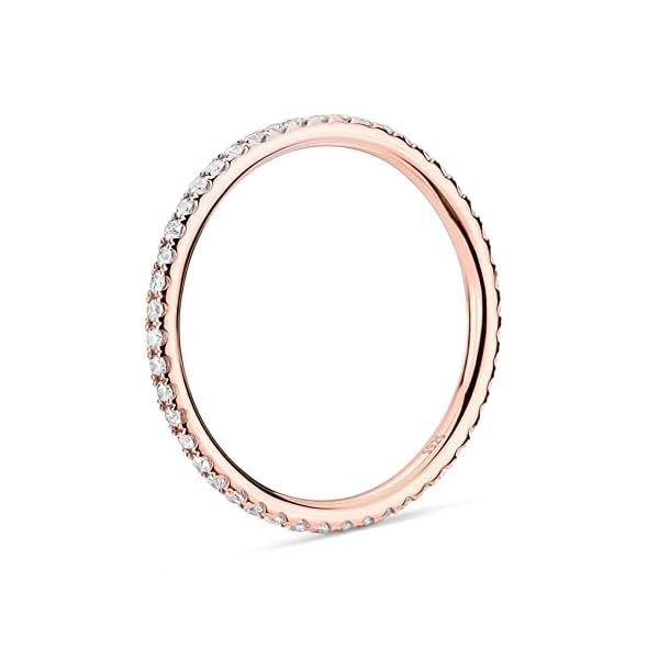 PAVOI 14K Gold Plated Solid 925 Sterling Silver CZ Simulated Diamond Stackable Ring Eternity Bands for Women - Image 4