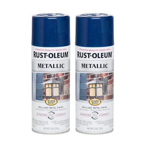 Image of Rust-Oleum 7251830 Stops Rust Metallic Spray Paint, 11 oz, Cobalt Blue, 2 Pack