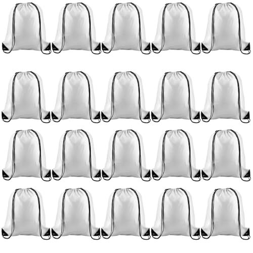 Image of KUUQA 20Pcs Drawstring Backpack Bag Bulk White