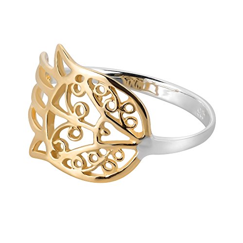 Aeravida Hamsa Hand Of Protection Gold Plated Silver Ring (7) #TOP2