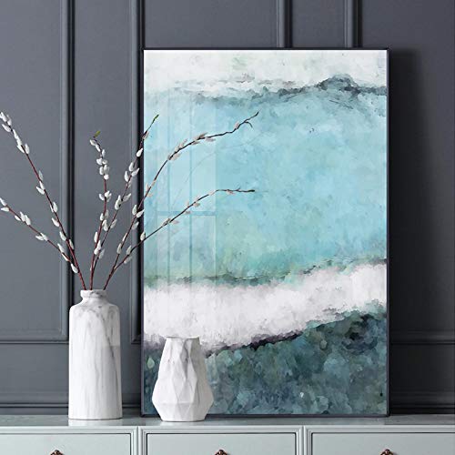 Art mural paysage moderne abstrait bleu pour raviver un salon terne