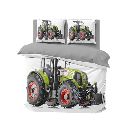 3D Bettwäsche Grüner Traktor Bettbezug-Set Bauer 135x200 + Kissenbezug 80x80 cm Trecker Wendebettwäsche 2 Teilig Grün Weiß Grau mit Reißveschluss