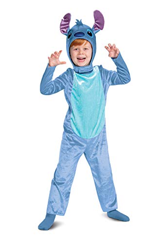 Stitch Costume for Kids, Officially Lilo and Stitch Costume Jumpsuit and Headpiece, Toddler Size Small (2T)