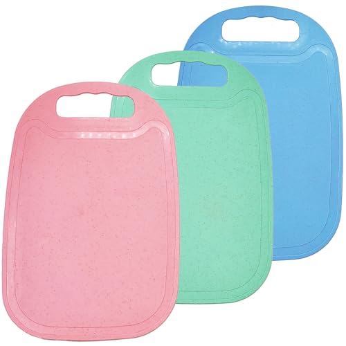 3 Pack Small Cutting Board for Kitchen Wheat Straw Plastic Cute Mini Kids Cutting Boards Fruit Mats