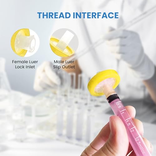 Image of Nylon Membrane Syringe Filter 25mm Diameter 0.22um Pore Size Syringe Lab Filter for Laboratory School Science, Pack of 10 (Model AMNY02225)