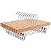 Amber Home 10 Pack Solid Gugertree Deluxe Wooden Pants Hangers Bottom Hanger Slacks Hanger Skirt Hanger with 2-Adjustable Clips (Natural, 10)