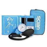 SCIAN Esfigmomanómetro Manual Aneroide, Tensiómetro de Brazo Manual Profesional, Brazalete Universal 22-42cm, para Uso Médico y Doméstico con Bolsa de Transporte (Azul cielo)
