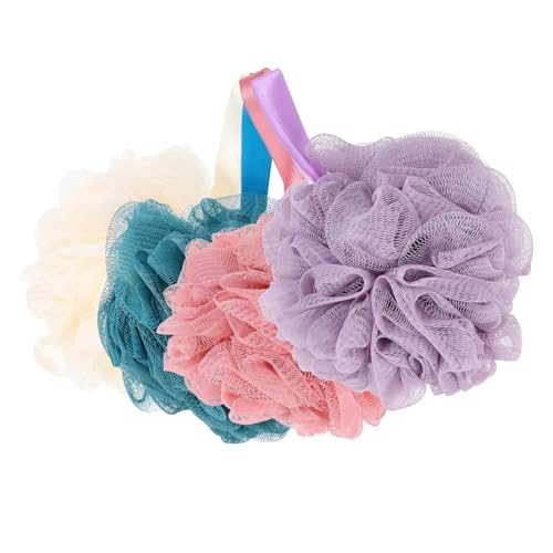 WOFASHPURET 4pcs Exfoliating Shower Loofah Balls Soft Mesh Body Scrubber for Sensitive Skin Bathroom Accessory for and Gentle Exfoliation