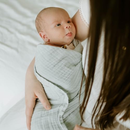Image of Little Unicorn Muslin Swaddle Blanket for Newborns & Infants | Soft & Breathable Fabric | Baby Blanket for Swaddling, Nursing, Shower Gifts (White Sage)