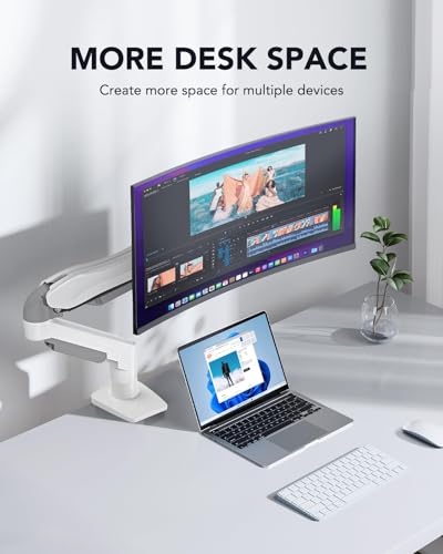 Image of HUANUO Single Monitor Mount, 13 to 32 Inch Gas Spring Monitor Arm, Adjustable Stand, Vesa Mount with Clamp and Grommet Base - Fits 4.4 to 19.8lbs LCD Computer Monitors