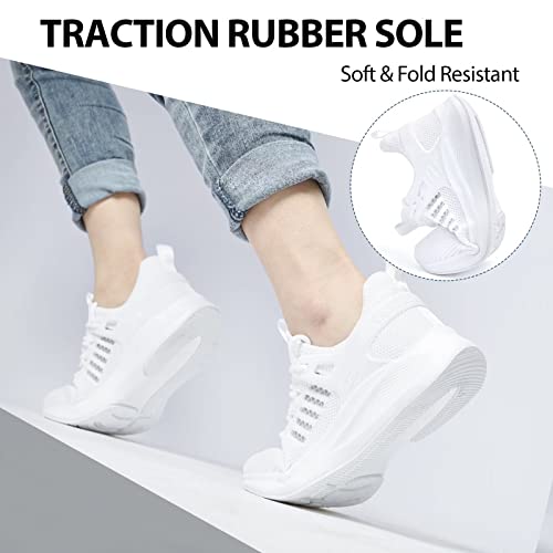 Akk Athletic Running Shoes for Womens - Tennis Workout Walking Gym Comfortable Casual Memory Foam Fashion Sneakers White Size 8.5
