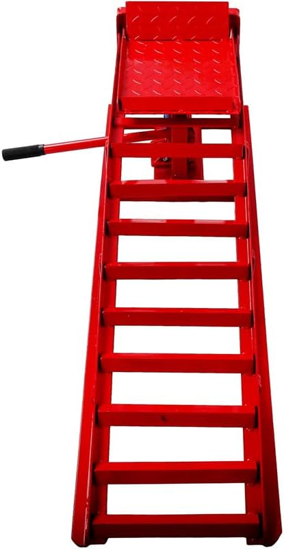 2PCS Auto Car Truck Service Ramps Lifts,10000lbs(5T) Garage Car Lift Hydraulic Vehicle Ramps,Portable Car Ramps for Oil Changes High Lift,Lift Repair Frame Lift Height Adjust 9.8"-15" (Red)