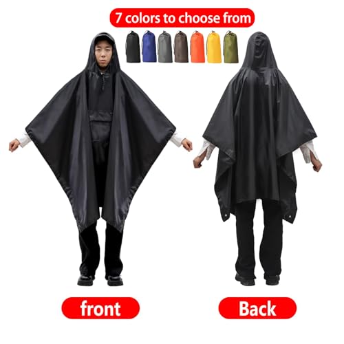 Rain poncho Adults Men Waterproof with Hood Lightweight Rain Jacket Women Rain Coats 3in1 Foldable Camping Essentials 5