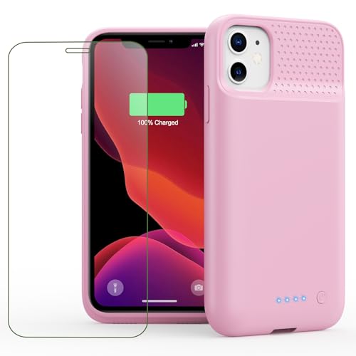 Feob Battery Case for iPhone 11/XR [2026 Upgraded] 7500mAh Slim Portable Smart Charging Case Rechargeable Protective Extended Charging Cover for iPhone 11/XR-Pink