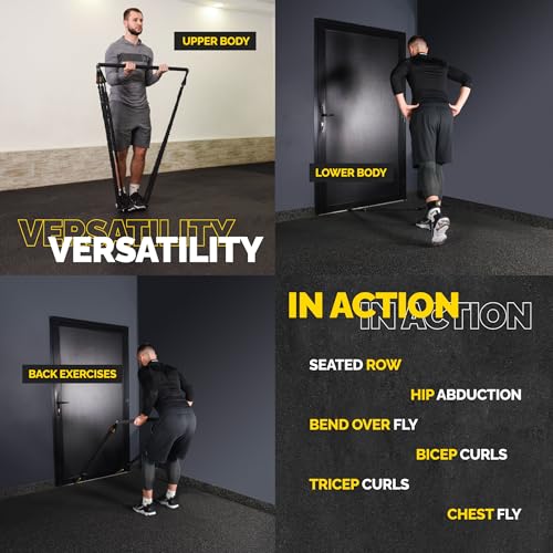 Image of Tube Resistance Bands for Working Out Men and Women - 180lb Exercise Bands Set with Handles, Resistance Band Bar, Ankle Straps, Foot Straps, Door Anchor for Home Gym Strength