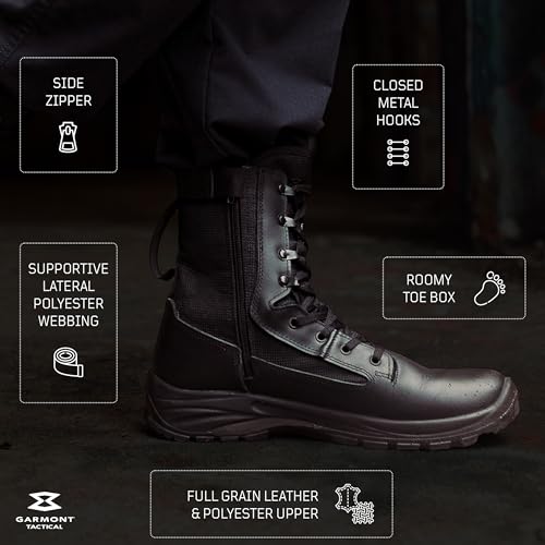 GARMONT TACTICAL T8 LE 2.0 Law Enforcement EMS Boots for Men and Women, Polishable Full Grain Leather, Lightweight and Breathable, Side Zipper, Uniform Compliant, 8" High, Black4