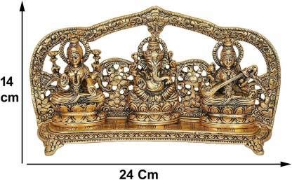Skywalk Hand Crafted Metal Ganesh Ji and Goddess Lakshmi Ji (Gold, Standard) 1