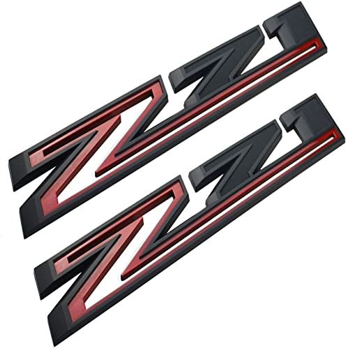 Image of 2X Large Size Z71 RH LH Side Fender Emblem Nameplate Badge Decal Replacement for 2019-2021 Chevy Silverado (Red Black)