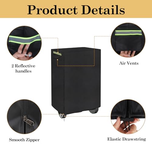 Klmnop Lawn Mower Cover, Waterproof Cordless Lawn Mower Cover, Fits 20-21 Inch Foldable Electric and Self-Propelled Mowers, Outdoor UV Dust Dirt Protection Storage(Black)