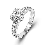 EVER FAITH 925 Sterling Silver Love Heart Cut CZ Wedding Engagement Ring Clear - Size 9