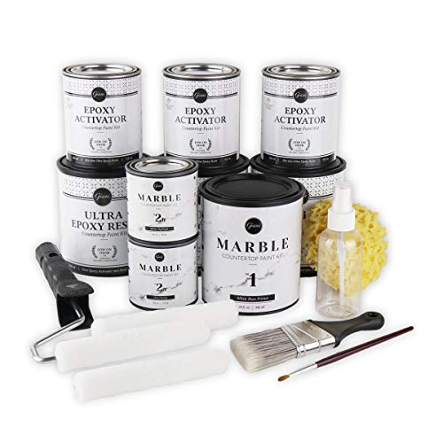 Giani Granite Marble Easy Epoxy Countertop Kit, Carrara White & Nuvo Cabinet Makeover Kit, Earl Grey - Thumbnail 2