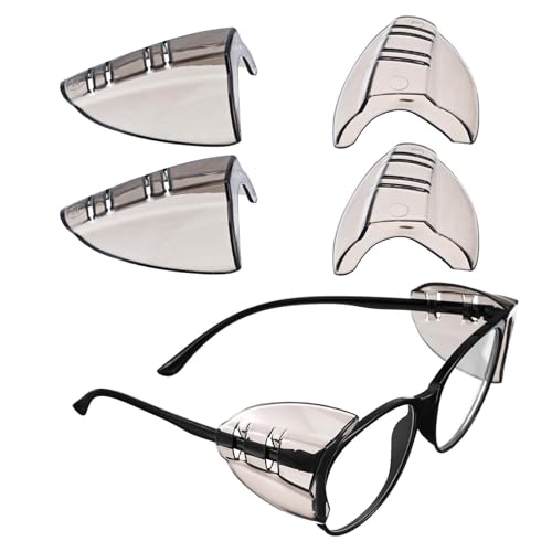 Gjinxi Glasses Side Shields for Glasses 2 Pair, Safety Side Shields Slip on Clear Eye Glasses for Protection, Glasses Side Shields for Eyeglasses Fits Small to Large Eyeglasses