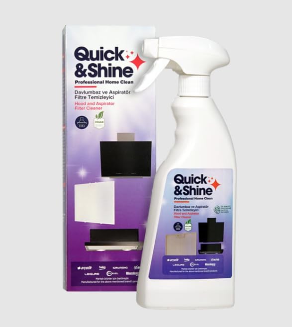 Quick & Shine Profesyonel Davlumbaz ve Aspiratör Filtre Temizleyici, Sprey Formunda, Ev Temizlik Ürünü