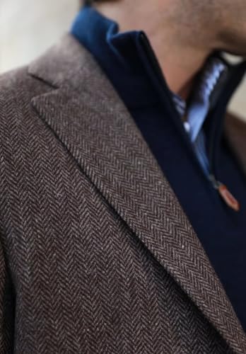 Men's 2-Button Herringbone Blazer Retro Casual Classic Tweed Blend Sports Jacket3