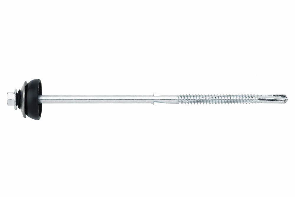 INDEX A PERFECT FIXING – FI63160 [FIBR] Tornillo para fibrocemento con arandela paraguas de EPDM, Cabeza hexagonal y punta broca nº5, Acero zincado, Medida: 6,3 x 160 mm, 250 unidades