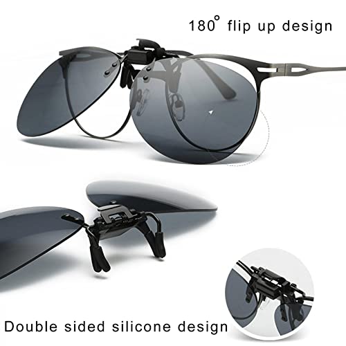 Polarized Clip On Flip Up Sunglasses Over Prescription and Reading Glasses Frames Rimless Sun Glasses for Men Women Driving2