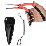 Night Cat 9'' Fishing Pliers with Sheath and Lanyard, Long Nose Jaws Braid line Cutters, Saltwater Crimper,Split Ring Openers,Hook Removers, Fishing Tools Gears Rustproof
