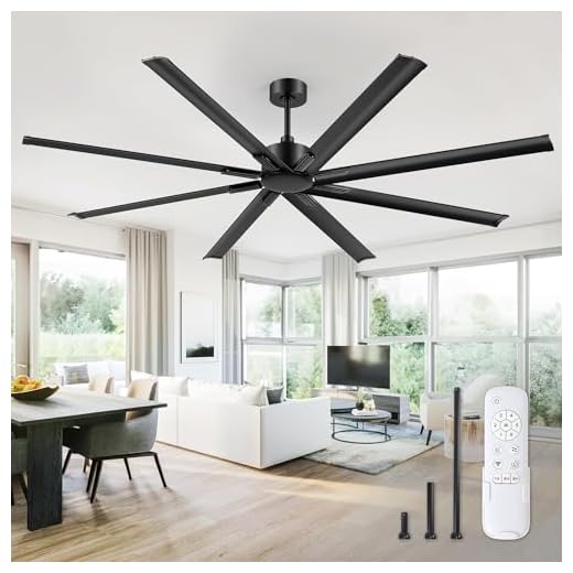 ZMISHIBO 84 Inch Heavy-Duty Ceiling Fan without Light, 8 Aluminum Blades