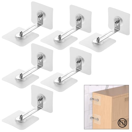 HYILUFEI 家具転倒防止 地震 転倒防止 6本セット 固定金具 耐震器具 穴開け不要 強力タイプ 落下防止 耐震ストッパー 地震対策 防災グッズ 棚 など対応 耐震ストッパー L型 （7CM×7CM）