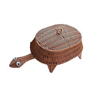 PATKAW Rieten Mand Schildpad Vorm Geweven Brood Mand Multipurpose Rotan Mand Voedsel Snack Snoep Opslag Container