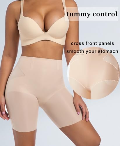 PRETTYWELL Womens Shapewear Shorts Mid-Waist Tummy Control Butt Lift Slip Shorts for Dresses,Seamless no Roll Thigh Slimmer2