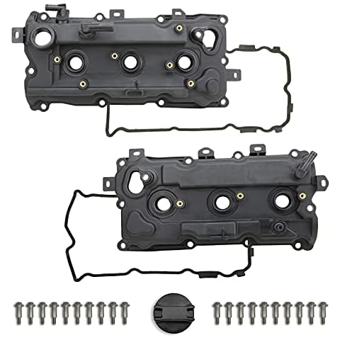 MITZONE Engine Valve Cover Kit Left & Right with Gasket & Bolts Compatible with 2009-2014 Nissan Murano Quest 3.5L Replace# 13264-JP01A 13264-JP01B Cover