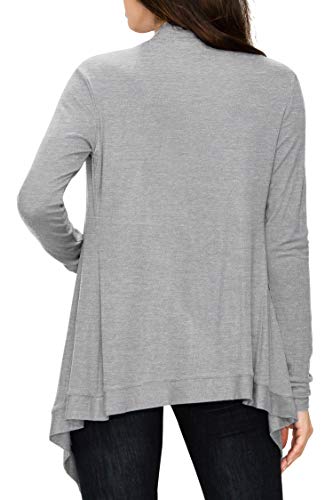 Image of Lock and Love Women's Draped Front Open Asymmetrical Cardigan - Casual Long Sleeve Lightweight Duster