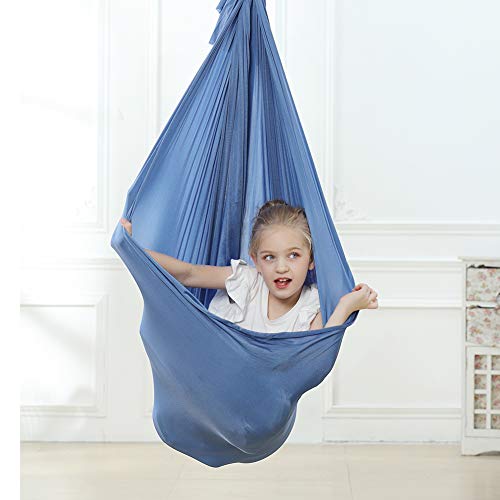 Convetu Sensory Swing, 360Â° Rotation Sensory Swing Indoor, 9 ft Sensory Swing for Kids and Adults, Compression Swing with All Necessary Hardware, Therapy Swing for Autism (Cornflower Blue)