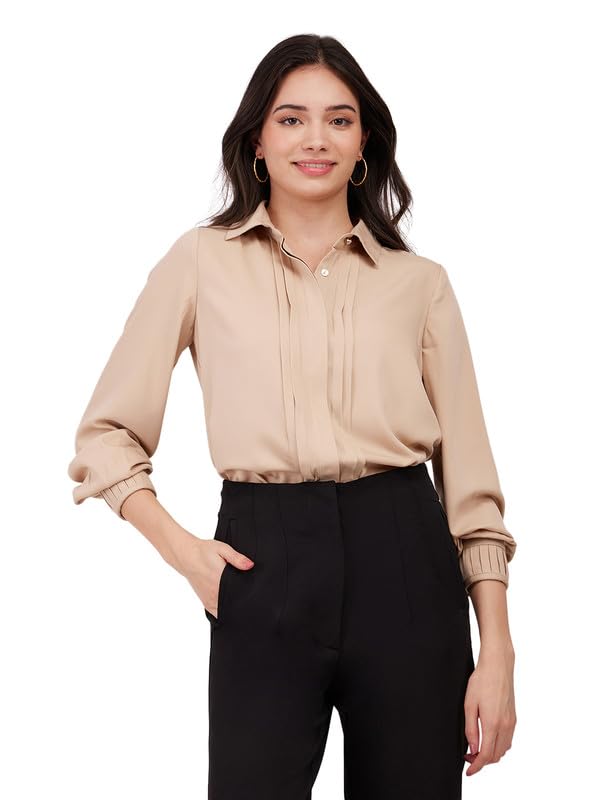 fablestreet Front Pleat Shirt - Beige-picture-55