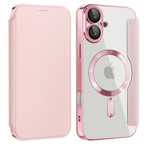 Kanyaku iPhone 16 Case, MagSafe Compatible, Lens Protective Case, Notebook Type, Cover, Luxury 8P PU Leather, Mahoo Case, Stand Function, Gentle and...