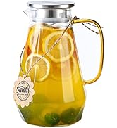 Smiths Mason Jars 1.8L Classic Glass Water Jug with 2-Way Lid - Perfect Pitcher Jug for Fridge, W...