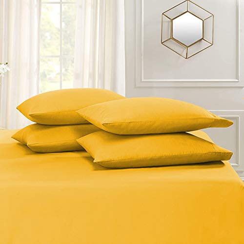 Image of YRM Bedding's Gold Yellow 600-TC Oraganic Cotton 2 Piece Pillow Covers (17 inchx27 inch)