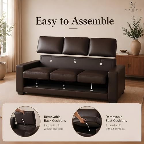 Naomi Home Freya Genuine Leather Oversized Sofa