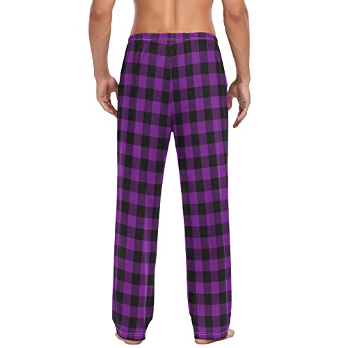 Mens Cream Plaid Pajama Pants Purple Buffalo Pj Pants for Men Pajama Bottoms M2